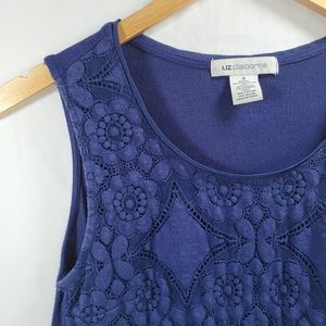 Liz Claiborne Women's Small Navy Lace Sleeveless Top